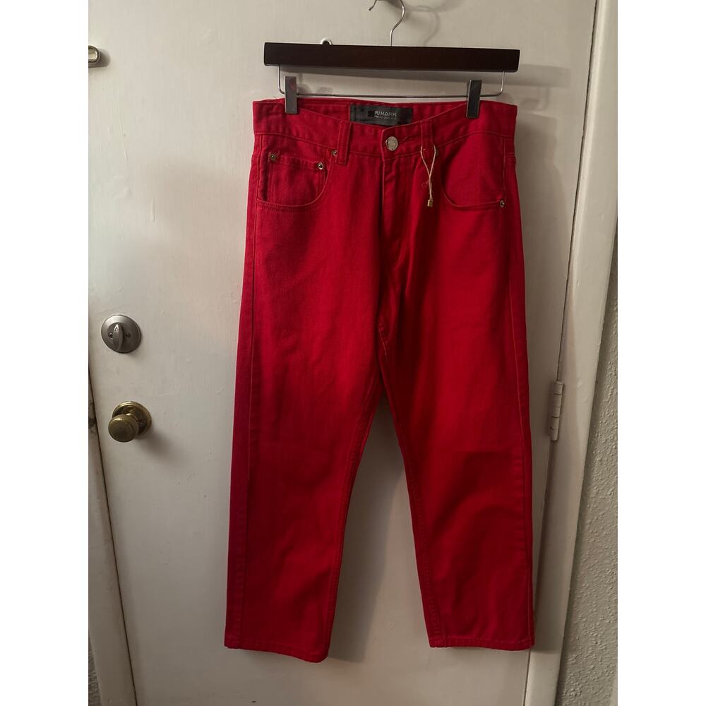 PJ Mark Vintage Straight Leg Jeans Red 30 NEW Classic Dopamine Streetwear Preppy
